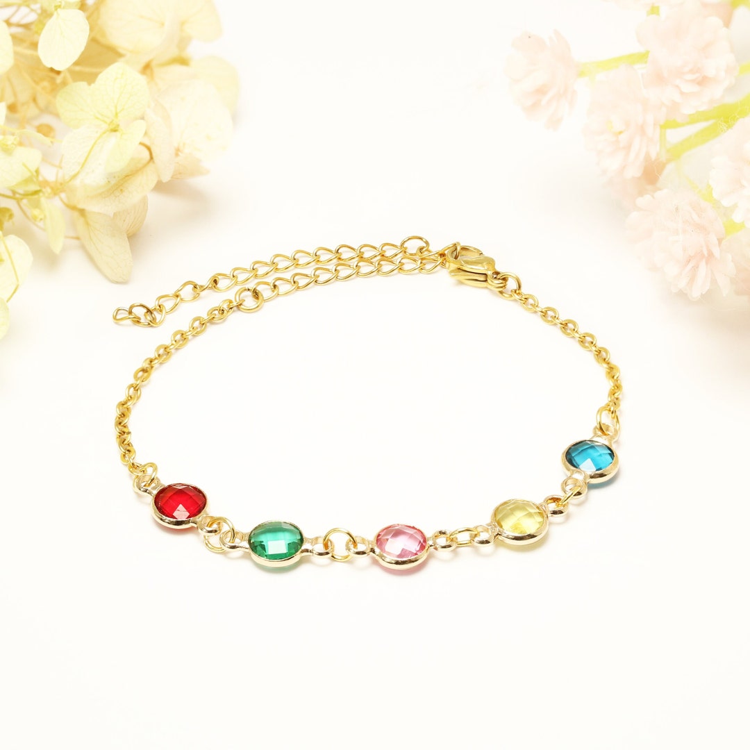 Custom Family Birthstone Braceletmultiple Birthstone Bracelet Etsy