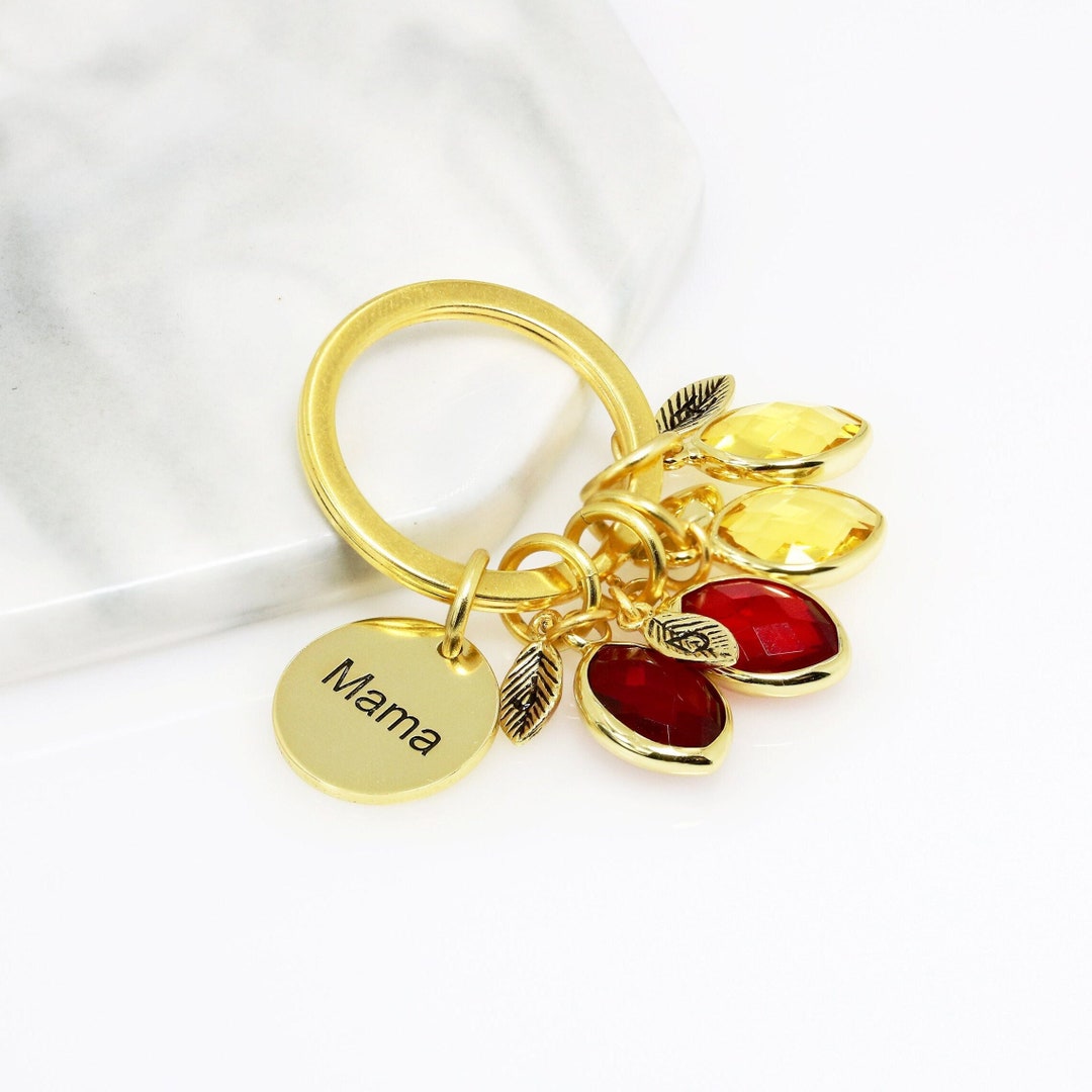 Personalized Birthstone Name Keychain,custom Name Keychain,leaf Initial ...