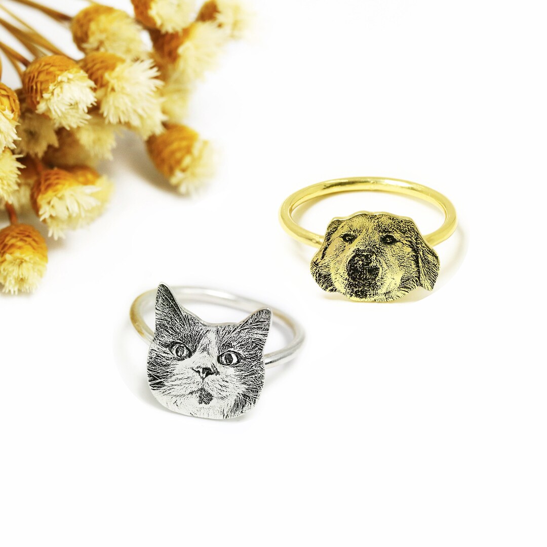 Personalized Pet Portrait Ring,custom Pet Photo Ring,pet Memorial Ring