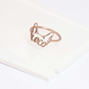 Personalisierter Hunde Ohren Ring mit Namen,Benutzerdefinierte Haustier Ohren Ring,Geschenk für Haustier Liebhaber,Haustier Erinnerungsgeschenk,Hunde Umriss Ring,Hund Verlust Bild 9