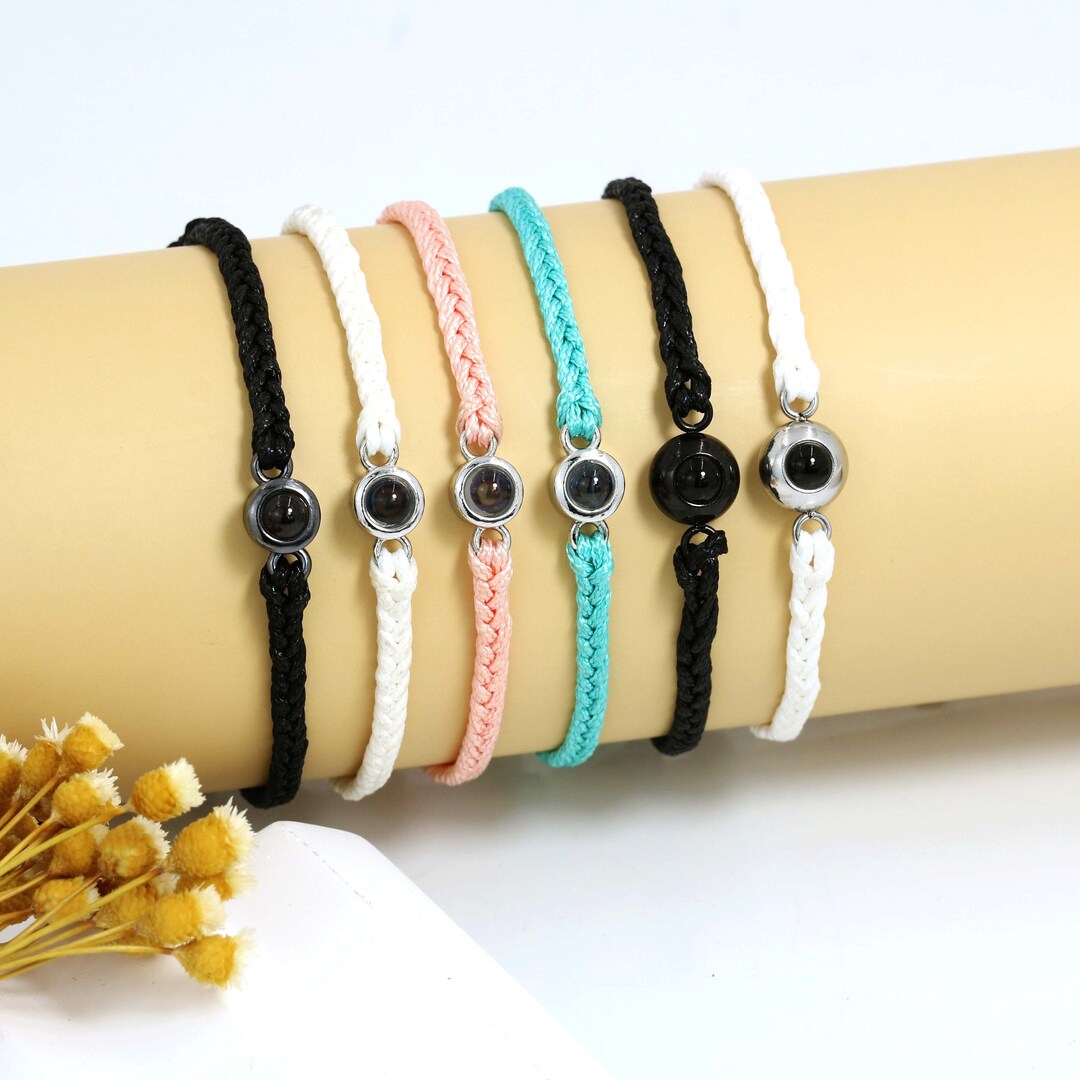 Bracciale Personalizzato Con Foto A Proiezione, Ciondolo In Acciaio Al Titanio, Regolabile, Idea Regalo Per Anniversario, Compleanno, San Valentino