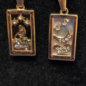 Tarot card charms,Rose gold,Zodiac necklace,tarot card necklace,mini Zodiac,Horoscope,Esoteric,Mystic Gothic,Wiccan,The Moon,vintage choker