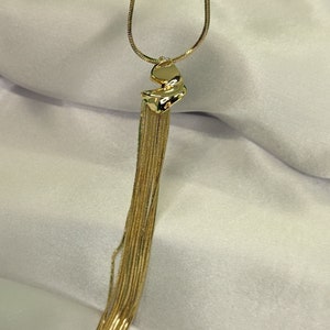 Long necklace, Y shaped necklace, boho necklace, long statement necklace with gold pendant, brass jewelry, gift for her, bridal jewelry, gift