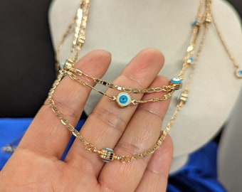 Turkish Evil Eye Charm Pendant,Nazar Blue Eye Layering Necklace,Sterling Silver Friendship Jewelry, Trendy Best Friend Gift,gift for her