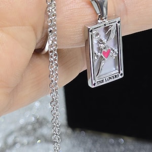 Tarot card charms,18K Silver plated,tarot necklace,mini Zodiac Magical Wish Esoteric Mystic Gothic Necklace The Magician,The Sun,The Lovers