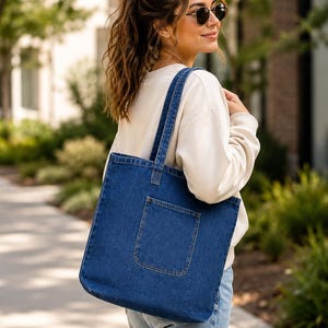 Denim Tote Bag uycycle – Vintage Blue Jeans Boho Shoulder Bag