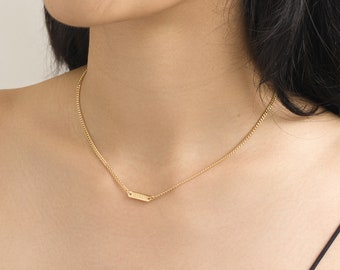 Luvre  Signature Chain Necklace - 92.5 Silver • Minimalistic Jewelry • Dainty Bar Necklace • Made in Korea • Gift for Her