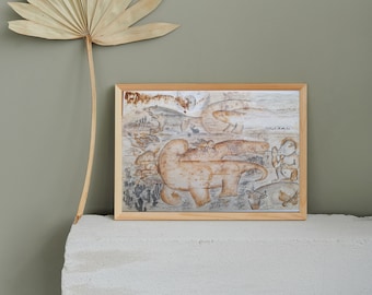 Before the ark 2023 - Distinctive original drawing crafted on delicate baking paper, 16.5 inch * 11.7 inch