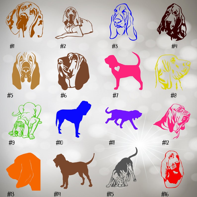 BLD 25 Bloodhound Vinyl Decals Adorable Dog Decor for Laptops, Cars