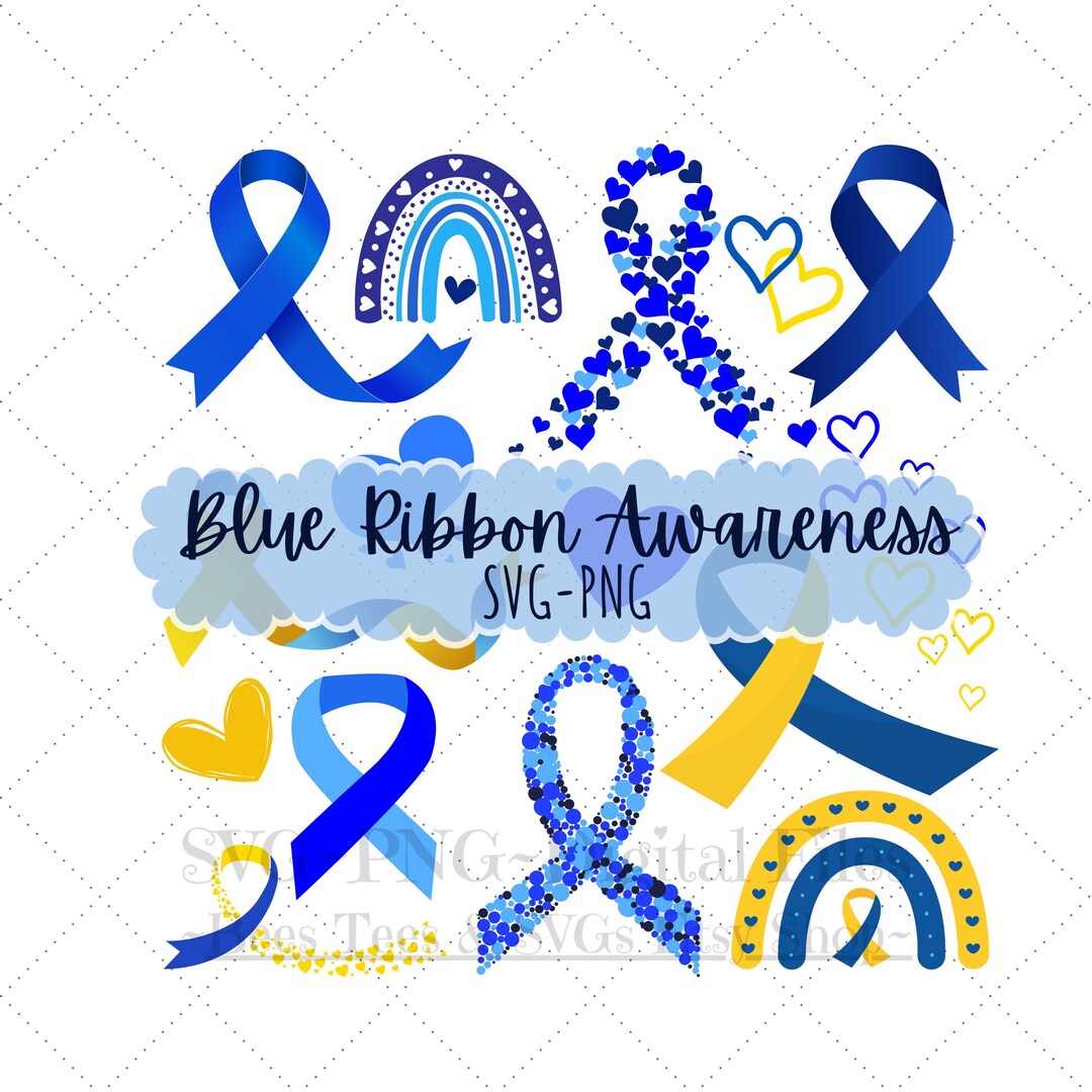 Blue Awareness Ribbon Png Svg, Child Abuse Awareness SVG, Military ...