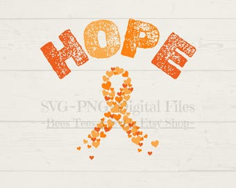 Orange Ribbon Awareness SVG PNG: Kidney Cancer, Leukemia Support (Digital Download)