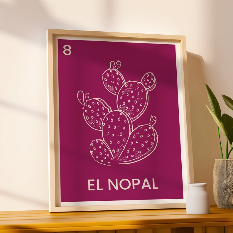 Mexican Loteria Prints El Nopal Digital Files Heart of Nopal Mexican ...