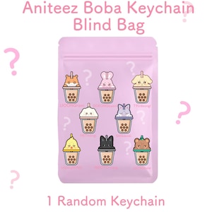 Ateez Aniteez Blind Bag Boba Keychain | Mystery Bias Acrylic Epoxy Glitter Overlay| Atz Atiny Fan Gift kpop cute