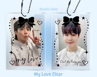My Love Clear Acrylic Double Sided Photocard Holder, Coquette, K-Pop Photocard, PC Holder, Photocard Keychain, Cute, Kawaii
