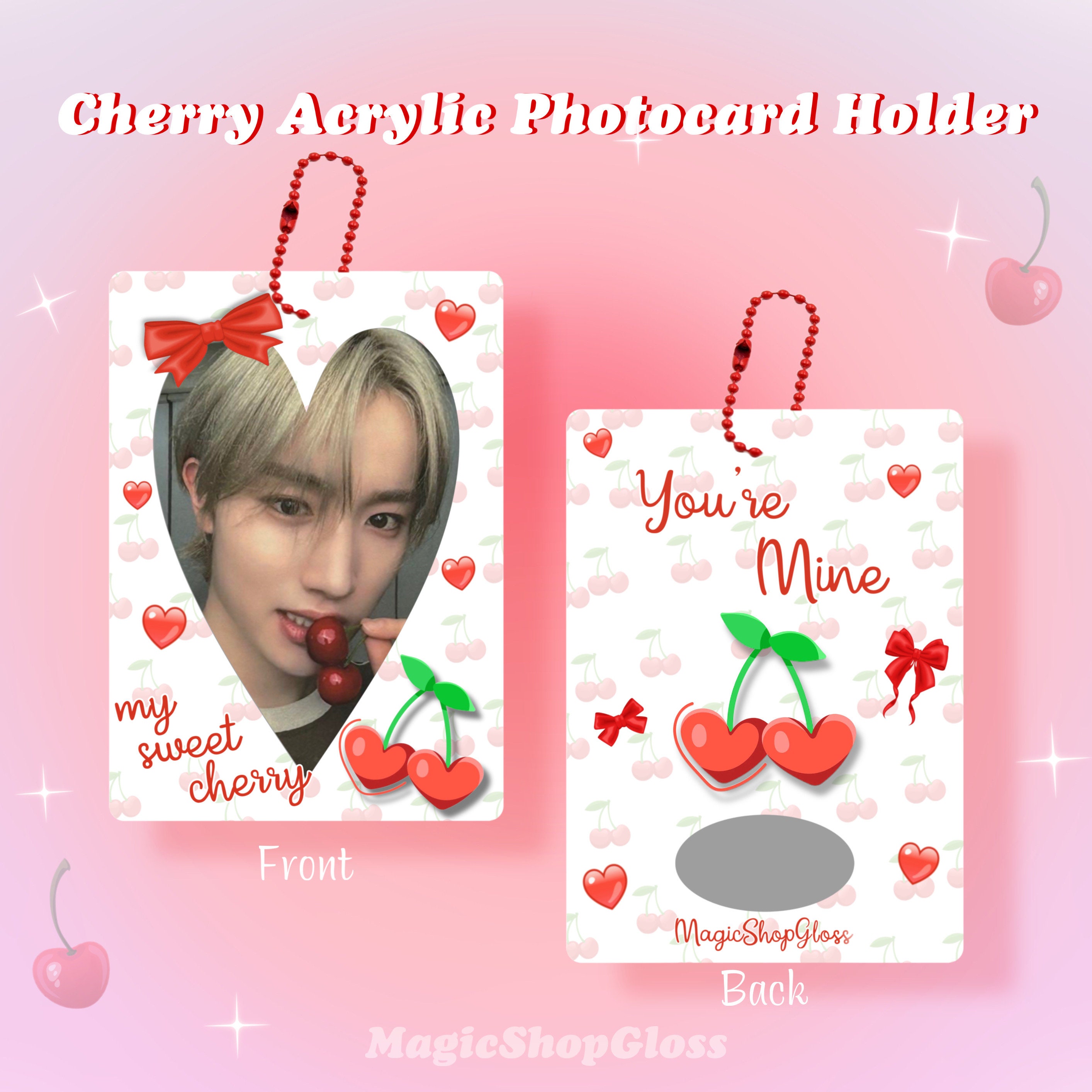 Cherry Acrylic Photocard Holder, K-pop Photocard, PC Holder