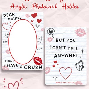 Dear Diary Acryl-fotokaarthouder, K-pop-fotokaart, pc-houder, fotokaarthouder, roze fotokaarthouder, schattig, fotokaart, sleutelhanger
