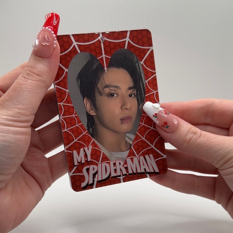 Spider Acrylic Photocard Holder, K-pop Photocard, PC Holder, Spidey, Photocard Holder, Cute Kawaii, Photocard image 2