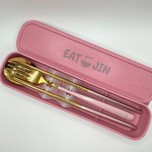Ensemble de couverts baguettes chinoises Eat Jin | Cuillère-fourchette en acier inoxydable |  BTS Jungkook Rm Jin Suga J-Hope Jimin Taehyung Bangtan