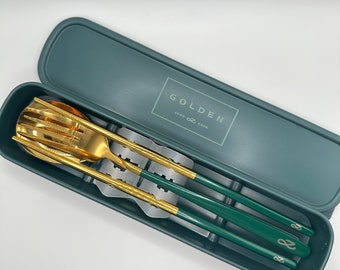 Golden Chopsticks Cutlery Set | Stainless Steel Spoon Fork | BTS Jungkook Rm Jin Suga J-Hope Jimin Taehyung Bangtan