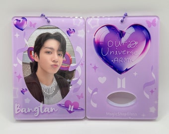 Our Universe Acrylic Photocard Holder, Bangtan, BTS, Army, K-pop Photocard, PC Holder, Photocard Holder, Cute Kawaii, Photocard, Purple