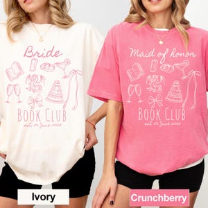 Bookish Bridesmaid matching shirt with custom date, bridesmaid book lover, Doodle wedding tee, Party Book Club shirt, bride book lover Gift