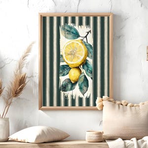 Vintage citroenkunstprint, retro fruitprint, citrusschilderij keuken PRINTBARE wandkunst, moderne boerderijkeukenprint, gele keukeninrichting