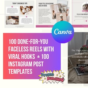 Instagram Templates Bundle: 100 Reels, Posts, Hooks (Canva)