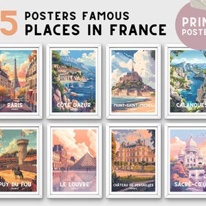Manifesto Francia - Manifesto di viaggio, luoghi imperdibili in Francia - Decorazione d'interni - Lotto 15