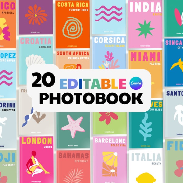 20 gedruckte Assouline-Fotobuchmodelle – Heimdekoration und personalisiertes Geschenk. Anpassbares Reisefotobuch auf Canva.