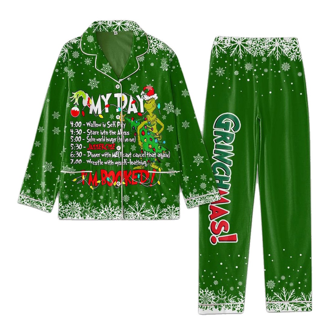 Christmas Grinch Family Pajamas Set My Day I'm Booked Etsy