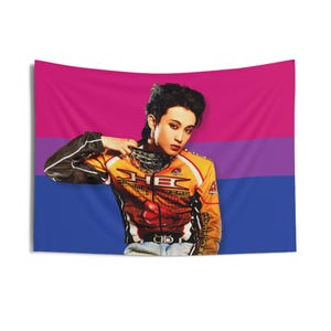Nct 127 Mark Lee Bisexual Flag Banner, Mark Instagram Kpop Flag, Nct Members Merch, Gift Ideas for Nctzen, Birthday Gift & Concert Merch