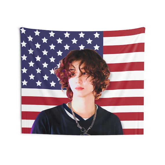 Bonedo Leehan Curly Hair America Flag, Bnd Members Kpop Flag