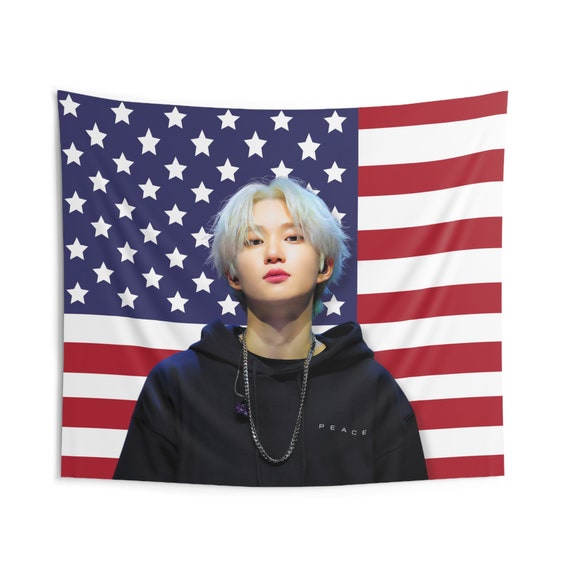 P1harmony Theo Blonde America Flag, P1harmony Tour 2024 Kpop Flag