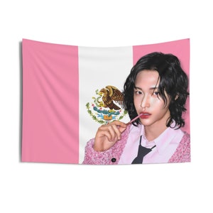 Riize Wonbin Pink Mexico Flag Banner, Riize Members Kpop Flag, 119 Riize Merch, Gift Ideas Briize, Birthday Gift & Concert Merch, Love 119