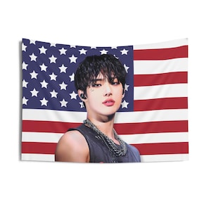 Ateez Mingi Concert America Flag, Ateez Mingi Abs Kpop Flag, Ateez Tour 2024 Merch, Gift Ideas for Atiny, Birthday Gift & Concert Merch