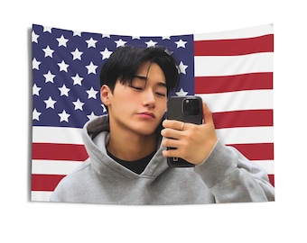 Baner z flagą Ateez San Boyfriend America, Flaga członków Ateez Kpop, Towary z trasy Ateez 2025, Pomysły na prezenty dla Atiny, Prezent urodzinowy i gadżety koncertowe