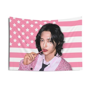 RIIZE Wonbin Pink America Flag Banner, Riize Members Kpop Flag, 119 Riize Merch, Gift Ideas for BRIIZE Fan, Birthday Gift & Concert Merch
