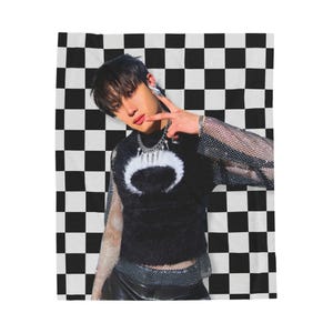SKZ Bang Chan Checkered Blanket, Ate Stray Kids Kpop Blanket, Stray Kids Album Merch, Gift Ideas for Stays, Birthday Gift & Concert Merch