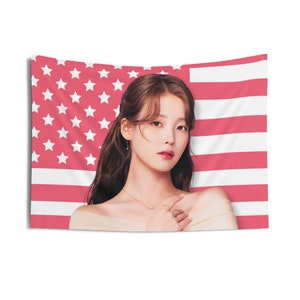 IU Concert Pink America Flag Banner, IU Tour Kpop Flag Tapestry, IU World Tour Kpop Merch Decor, Gift Ideas for Uaena Kpop Fan