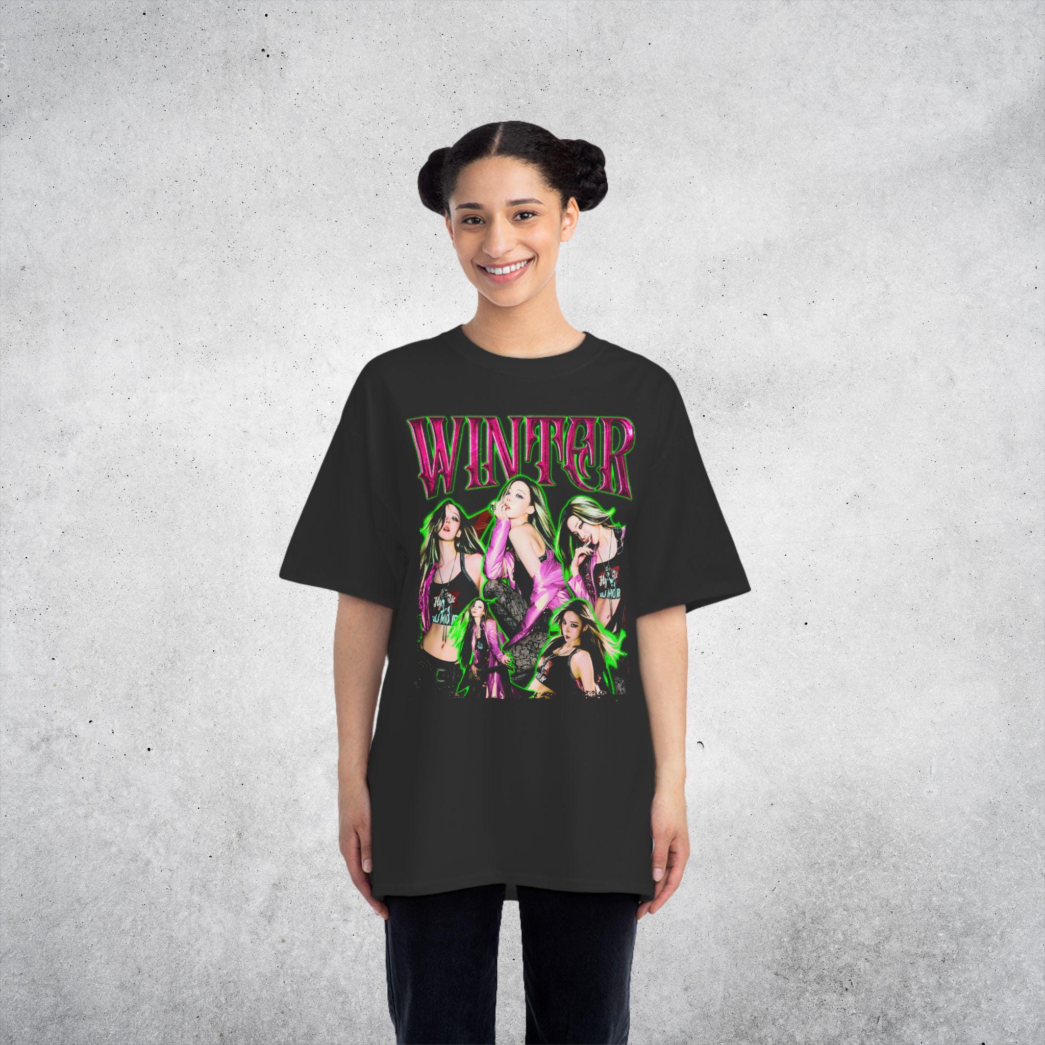 aespa richman popup nyc ウィンター T-SHIRT XL Aespa Winter Rich Man ヴィンテージ ブートレッグ Tシャツ：特大 Kpop