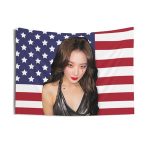G I-DLE Shuhua America Flag Banner, G I-DLE Shuhua Instagram Photo Kpop Flag Tapestry, G I-dle Shuhua Kpop Merch, Gift Ideas for Neverlands