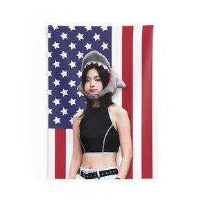 Itzy Ryujin Shark America Flag, Itzy World Tour 2024 Kpop Flag, Born to Be Itzy Merch, Gift Idea for Midzy, Birthday Gift & Concert Merch