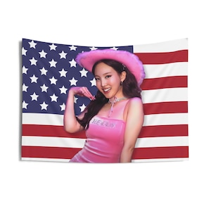TWICE Nayeon America Flag Banner, Nayeon Pop Kpop-vlag, Twice Members-merchandise, cadeau-ideeën voor ONCE Kpop-fan, verjaardagscadeau en concertmerchandise