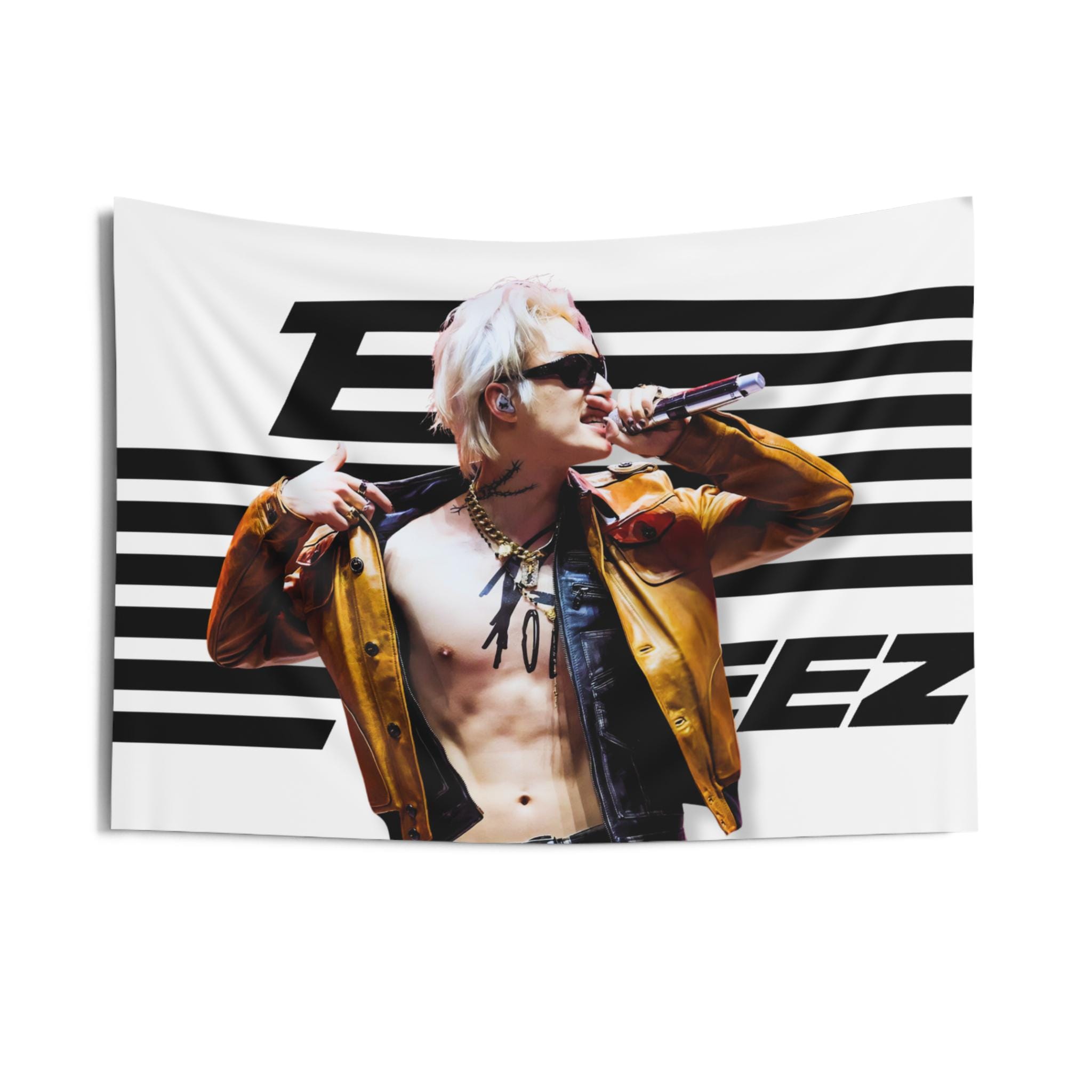 ミンギ腹筋ロックスターAteezロゴフラッグ、AteezメンバーKポップ