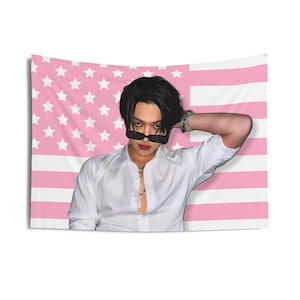 Ateez Mingi Ig White Shirt America Flag, Ateez Members Kpop Flag, Ateez Tour 2025 Merch, Gift Ideas for Atiny, Birthday Gift & Concert Merch