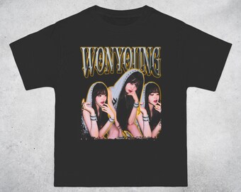 Ive Wonyoung Gray Hoodie Vintage Bootleg T-shirt: Oversized Dive