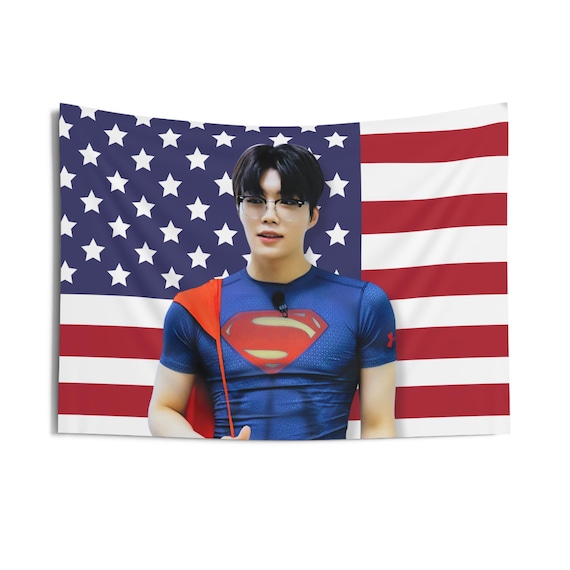Zb1 Gunwook Superman America Flag, Zb1 Members Kpop Flag