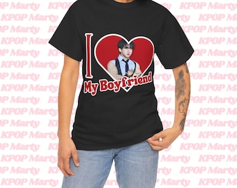 SKZ Changbin I Love My Boyfriend Shirt, Custom Stray Kids Changbin Biceps Photo Merch, Gift Ideas for Kpop Fans Stays