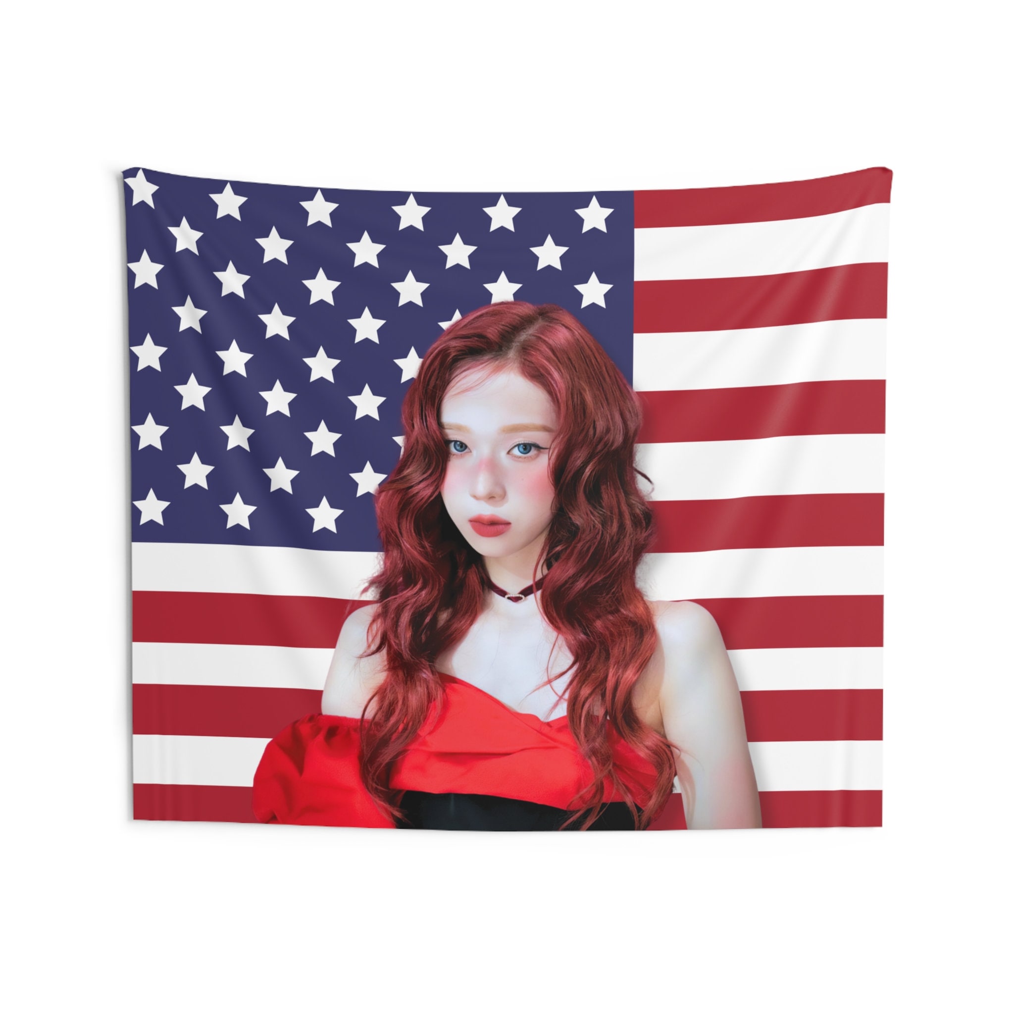 aespa ウィンター Bandina Aespa Winter America Flag Banner, Aespa Winter Red Hair Kpop