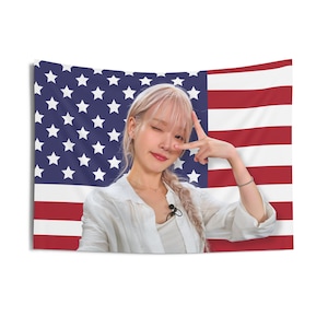 IU Concert America Flag Banner, Blonde IU Tour Kpop Flag Tapestry, IU World Tour Kpop Merch Decor, Gift Ideas for Uaena Kpop Fan